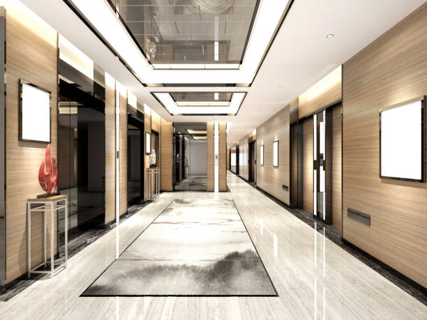 istock 3d render of luxury hotel reception and lobby 1298390154