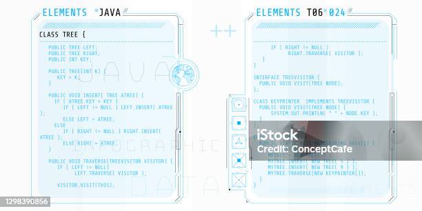 Hud Interface Elements With Part Of The Code Java Stock Illustration ...