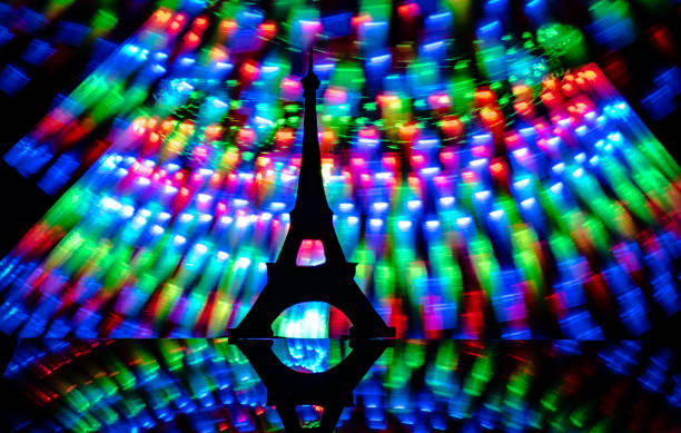 istock Light drawing of the outline of the Eiffel Tower 1298391077