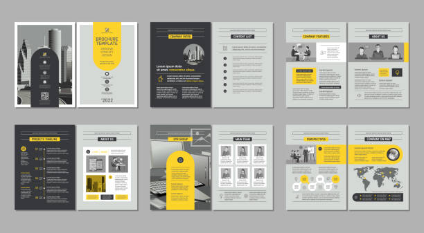 brosúra kreatív design. többcélú sablon, tartalmazza a fedelet, a hátsó és a belső oldalakat. - flat lay témájú stock illusztrációk
