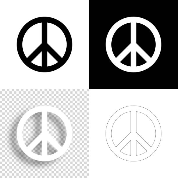 illustrazioni stock, clip art, cartoni animati e icone di tendenza di pace. icona per il design. sfondi vuoti, bianchi e neri - icona linea - segno di pace