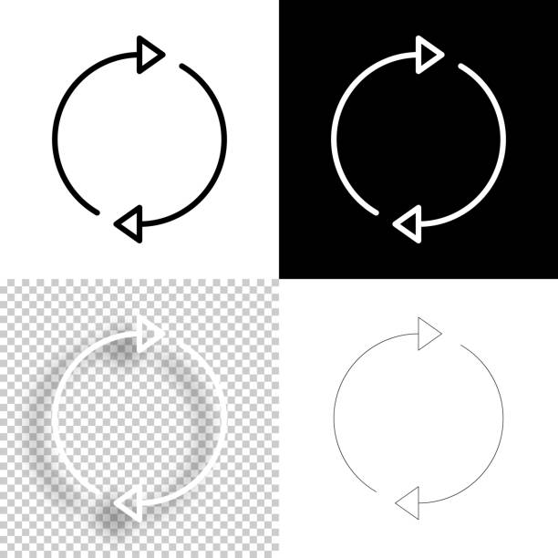 ilustrações, clipart, desenhos animados e ícones de atualizar. ícone para design. fundos em branco, branco e preto - ícone de linha - exchanging circle communication arrow sign