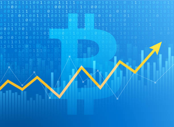 finanzieller hintergrund - bitcoin - nasdaq financial occupation chart trader stock-grafiken, -clipart, -cartoons und -symbole