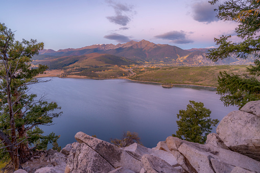 Sapphire Point Overlook sits between Keystone and Breckenridge on Swan Mountain Road, at an elevation of 9,500 feet and overlooks Dillon Reservoir.