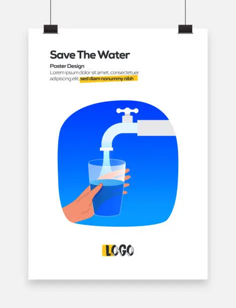 Vector illustration of Save The Water Concept for Posters, Covers and Banners. Modern Flat Design Vector Illustration.