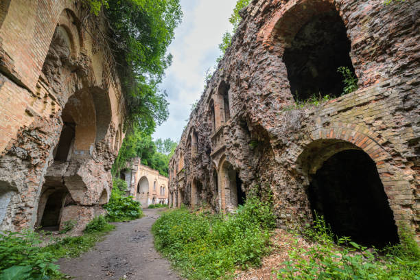 istock Abandoned Military Tarakaniv Fort (other names - Dubno Fort, New Dubna Fortress) - a defensive structure, an architectural monument of 19th century, Tarakaniv, Rivne region, Ukraine. 1298398512