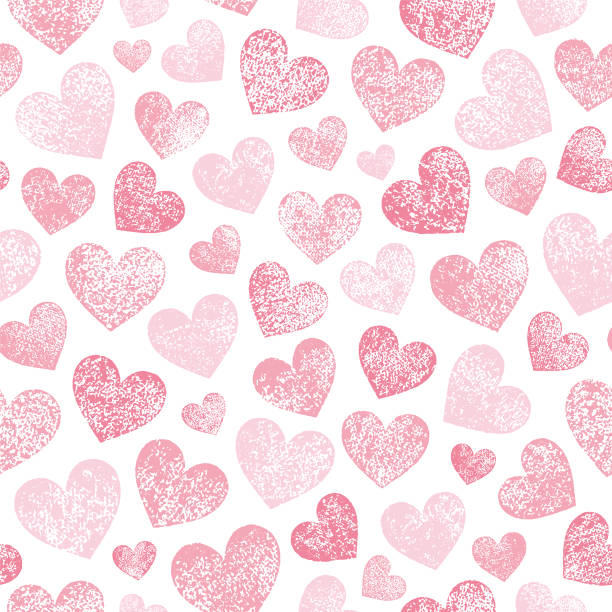 ilustrações de stock, clip art, desenhos animados e ícones de seamless pattern with hearts - vector love pink dirty