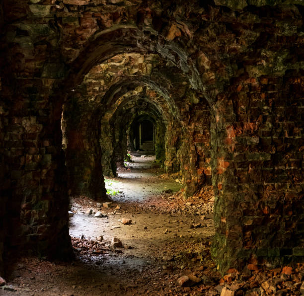istock Abandoned Military Tarakaniv Fort basements (other names - Dubno Fort, New Dubna Fortress) - a defensive structure, an architectural monument of 19th century, Tarakaniv, Rivne region, Ukraine. 1298402967