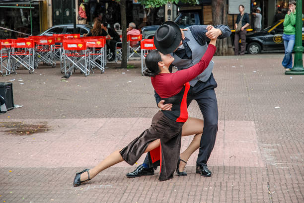 Tango dancers in Buenos Aires Young dancers from a tango school perform in a square in Buenos Aires tango dance stock pictures, royalty-free photos & images