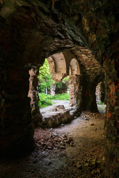 istock Abandoned Military Tarakaniv Fort basements (other names - Dubno Fort, New Dubna Fortress) - a defensive structure, an architectural monument of 19th century, Tarakaniv, Rivne region, Ukraine. 1298403349