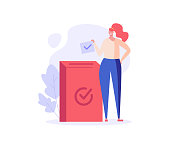 istock Election Campaign. People Voting with Vote Box and Calling for Vote. Concept of Election Day, Making Choice, Balloting Paper, Democracy. Vector illustration for Web Design and Background 1298404934