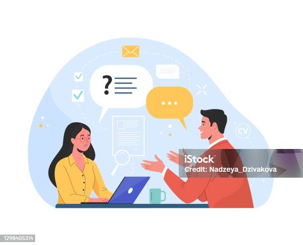 Job Interview Stock Illustration - Download Image Now - Discussion, Interview - Event, Talking