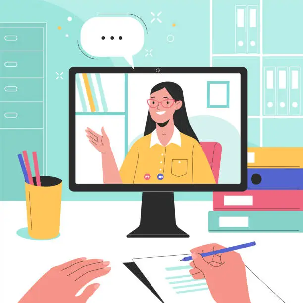 Vector illustration of Online studying.