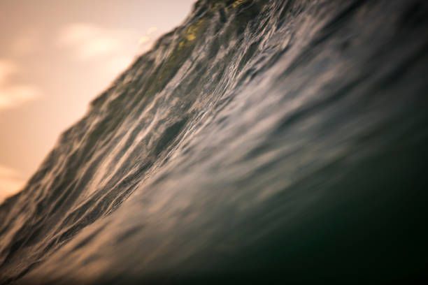 istock Close up of surface textures on golden breaking wave in the ocean 1298407553