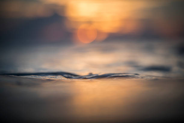 istock Sun rising over the ocean with textured golden water surface 1298409120