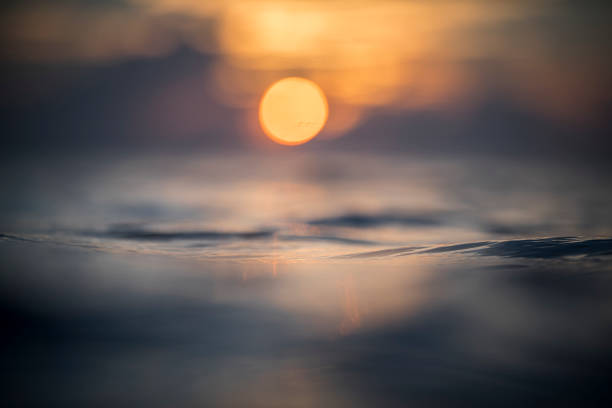 istock Sun rising over the ocean with textured golden water surface 1298409279