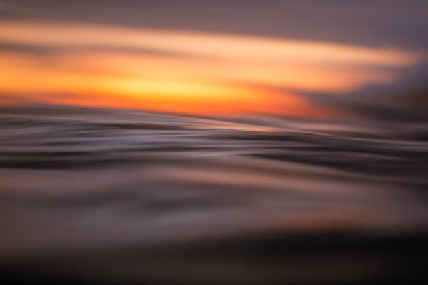 Surface textures on the ocean in golden light