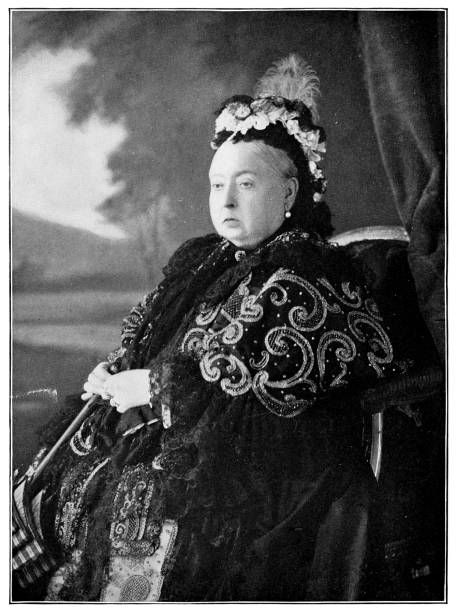Victoria I, Queen of England - 19th Century Portrait of Victoria I, Queen of England (1819 - 1901). Vintage photo etching circa 19th century. british royalty photos stock pictures, royalty-free photos & images