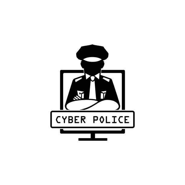 illustrations, cliparts, dessins animés et icônes de icône du cyber-policier - violence police catching stealing