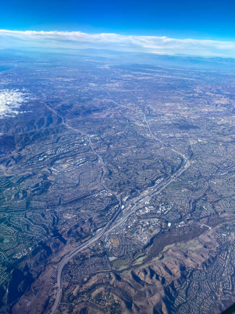 aerial view of south orange county, california. - county california orange mt irvine imagens e fotografias de stock