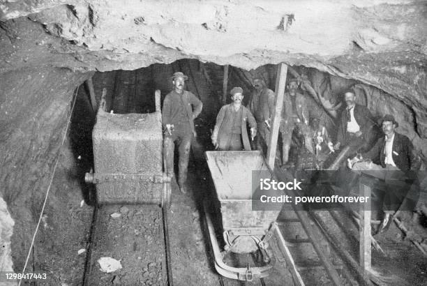 Miners Working At Simmer Jack Gold Mine In Germiston South Africa 19th Century Stock Photo - Download Image Now