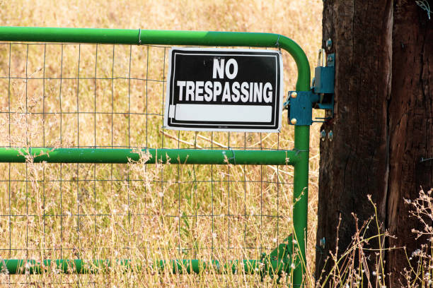 istock Locked Metal Gate with Sign 1298418190