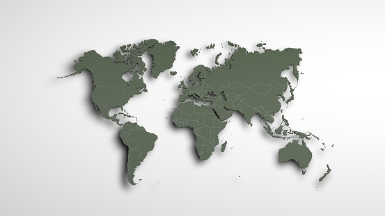 Olive World map on white background