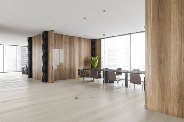 istock Wooden office meeting room corner 1298437550