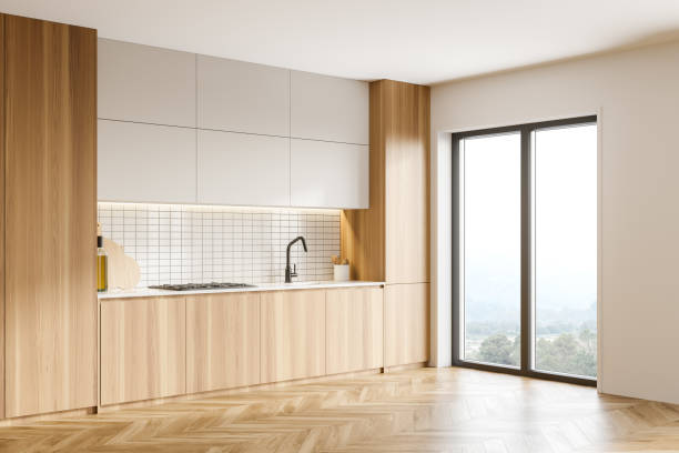 istock White kitchen corner with white and wooden cupboards 1298440308