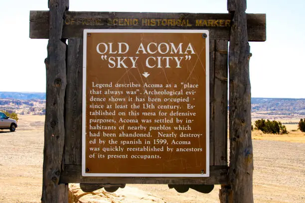 Acoma, NM: Historic Marker for Acoma Pueblo