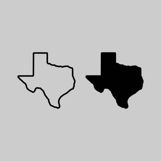 ilustraciones, imágenes clip art, dibujos animados e iconos de stock de iconos de esquema de mapa de vector texas - tejanos