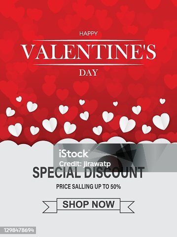 istock Valentines day sale background with heart. Vector illustration. Wallpaper, flyers, invitation, posters, brochure, banners 1298478694