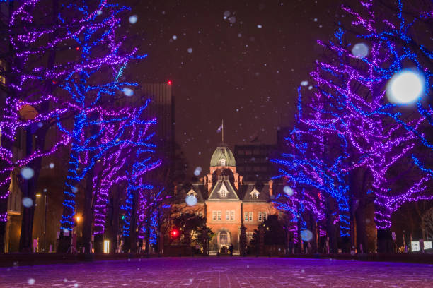 istock Former Hokkaido Government office illumination light up with snow. 1298498321