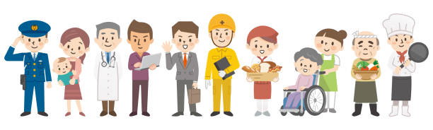 Illustrations of working people in various professions Illustrations of working people in various professions civil servant stock illustrations