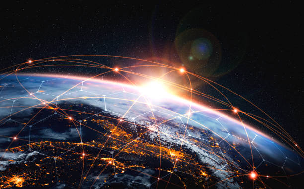 istock Global network connection covering the earth with lines of innovative perception 1298503015