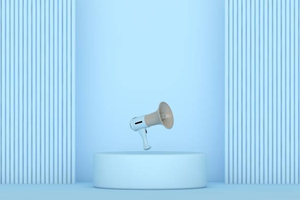 istock Blue podium and minimal abstract background, 3d rendering geometric shape, Stage for awards on website in modern. 1298505690