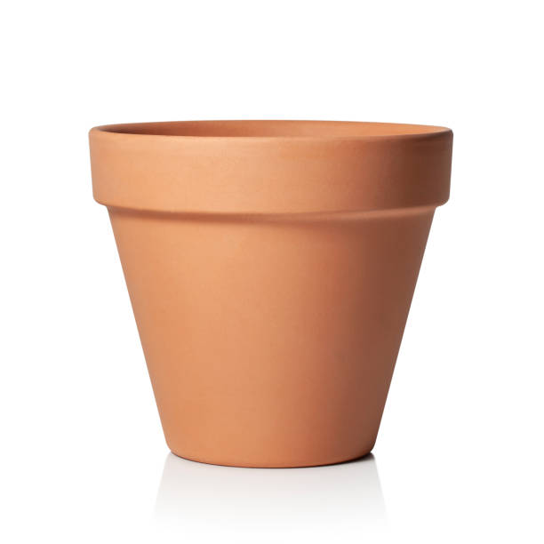 Empty flower pot Terracotta garden plant pot  isolated on white background. flower pot stock pictures, royalty-free photos & images