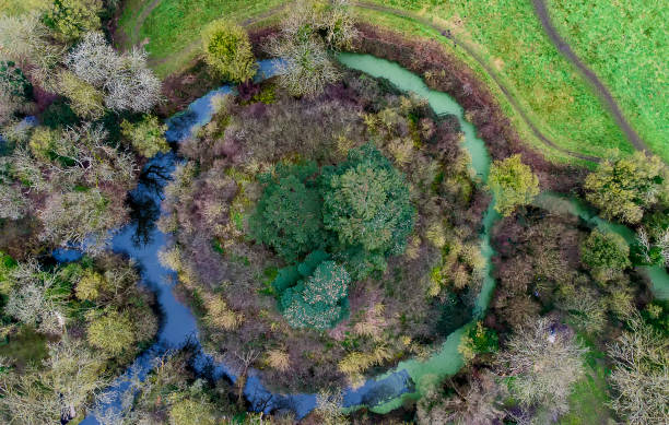 olhando para uma fortificação da terra do século xi em suffolk, reino unido - bailey - fotografias e filmes do acervo