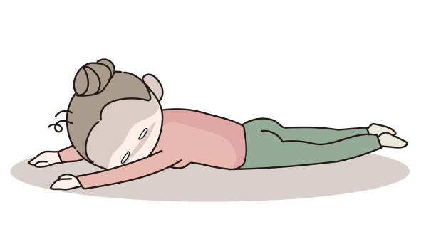 Stressed woman lying - vector image Illustration of a person made of vector. sick leave cartoons stock illustrations