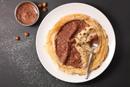 crepe with chocolate and nuts