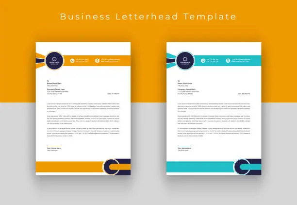 Vector illustration of Letterhead template in flat style, Business letterhead design