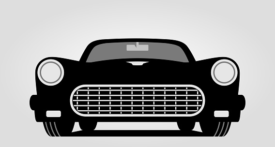 Generic retro car silhouette front view