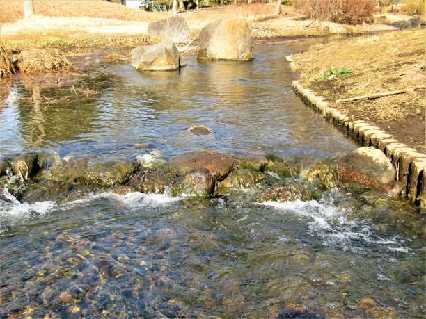 istock Japan. January. Water stream in the park. 1298529048