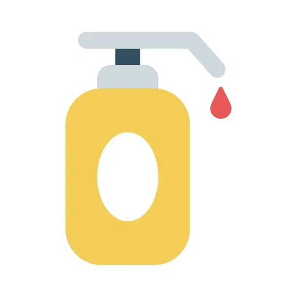 Vector illustration of Plastic Yellow Hand Sanitizer Bottle Flat Icon, Multipurpose Liquid Dispenser Vector Color design, Personal Hygiene on Bubble Sud background