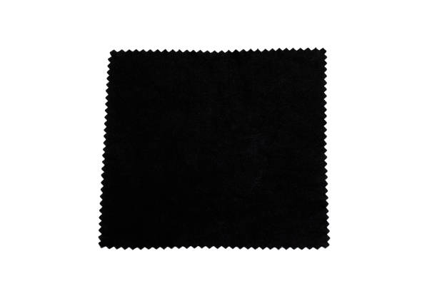 Black napkin for glasses isolated on white background Black napkin for glasses isolated on a white background microfiber stock pictures, royalty-free photos & images