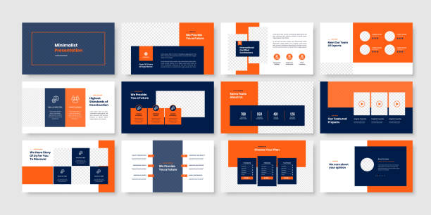 Construction minimal slides presentation template Construction minimal slides presentation template powerpoint template background stock illustrations