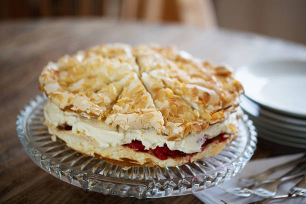 istock raspberry tart with a baiser almond topping 1298542708