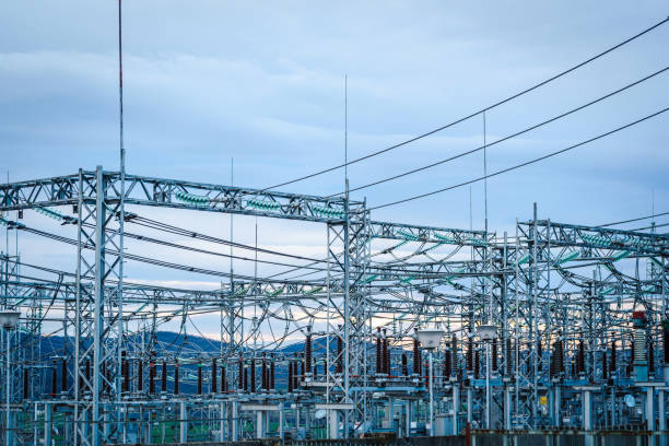 Electric power station / Substation stock photo. Electricity substation. Electric power station / Substation stock photo. electricity substation photos stock pictures, royalty-free photos & images