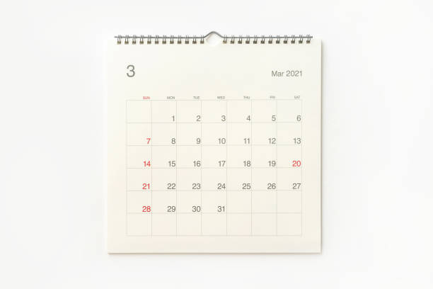 istock March 2021 calendar page on white background. 1298547232