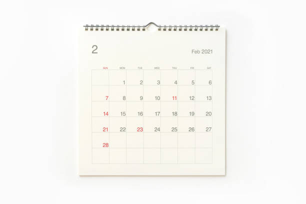istock February 2021 calendar page on white background. 1298547281